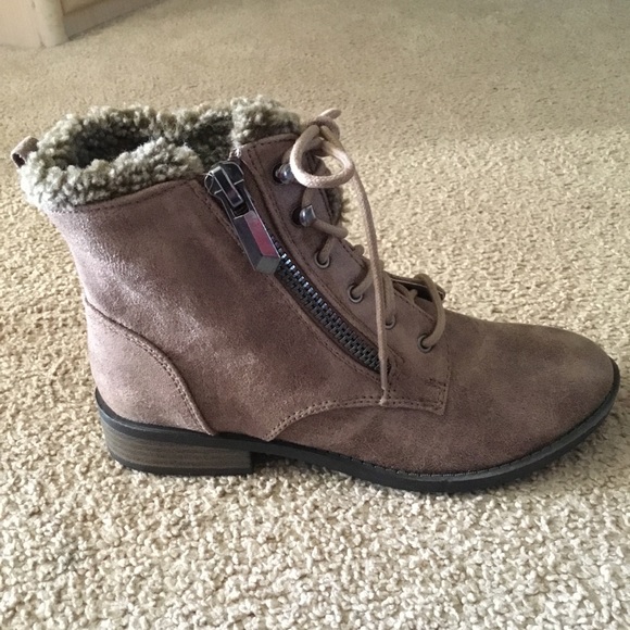 New Taupe Faux Suede Ankle Boots - Picture 5 of 7